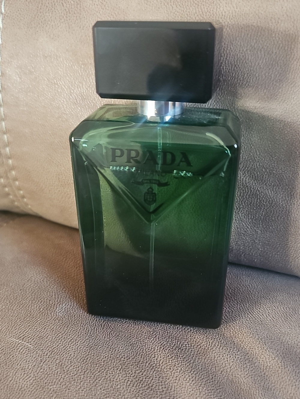 Prada Green Glass Men’s Fragrance Bottle with Black Cap